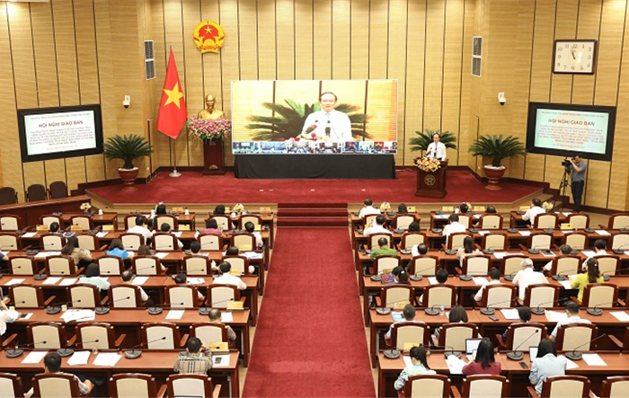 Hội nghị giao ban Thường trực HĐND thành phố với Thường trực HĐND các quận, huyện, thị xã quý III năm 2022