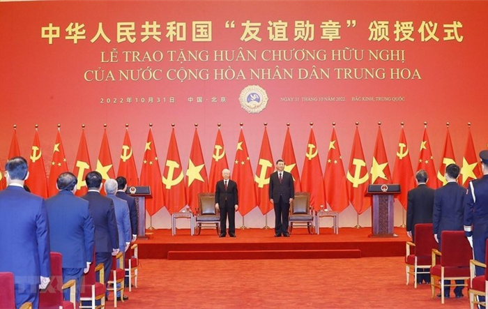 Lễ trao tặng Tổng Bí thư Nguyễn Phú Trọng Huân chương Hữu nghị nước Cộng hòa nhân dân Trung Hoa