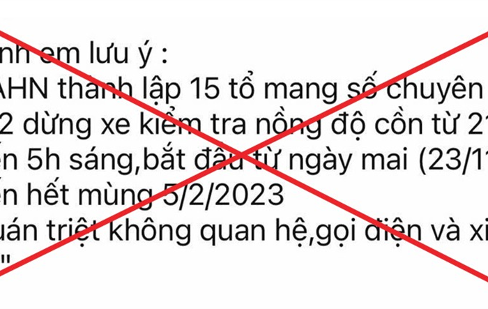 Thông tin thành lập các tổ công tác chuyên đề 212 là không chính xác