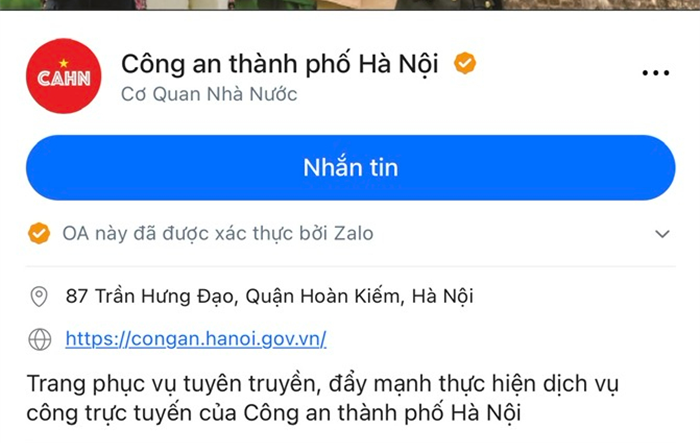 Công an Hà Nội triển khai mạng Zalo kết nối thông tin với người dân