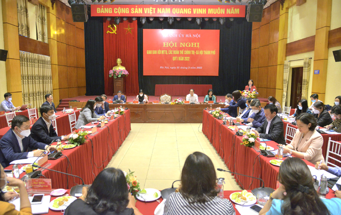 Thành ủy Hà Nội giao ban với MTTQ, các tổ chức chính trị - xã hội quý I/2022