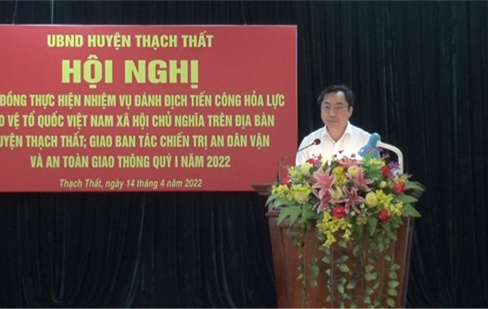 Hội nghị hiệp đồng thực hiện nhiệm vụ đánh địch tiến công hỏa lực bảo vệ Tổ quốc Việt Nam xã hội chủ nghĩa trên địa bàn huyện Thạch Thất