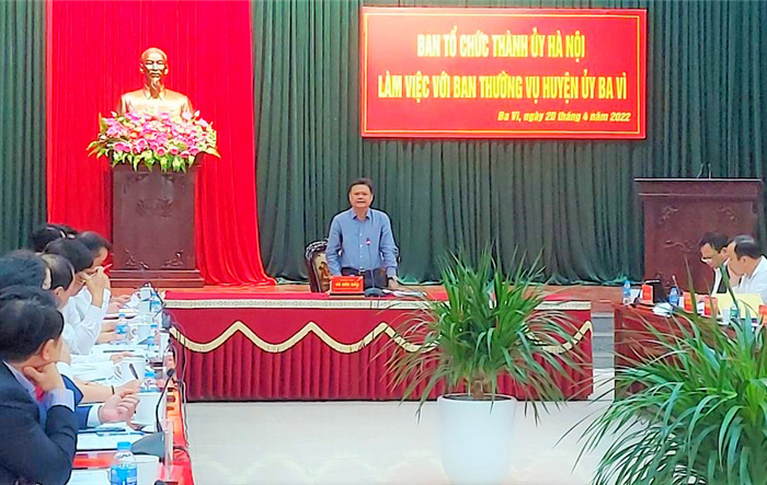 Trưởng Ban Tổ chức Thành ủy Hà Nội làm việc với Ban Thường vụ Huyện ủy Ba Vì
