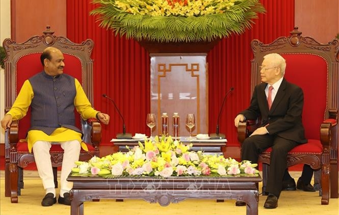 Tổng Bí thư Nguyễn Phú Trọng tiếp Chủ tịch Hạ viện Ấn Độ Om Birla