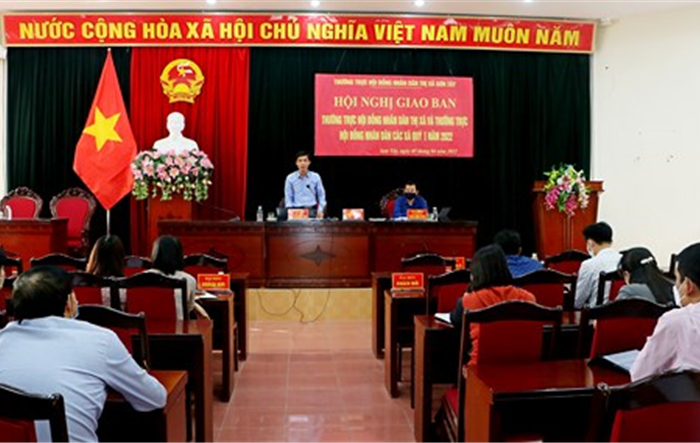Hội nghị giao ban giữa Thường trực HĐND thị xã Sơn Tây  và Thường trực HĐND các xã quý I/202