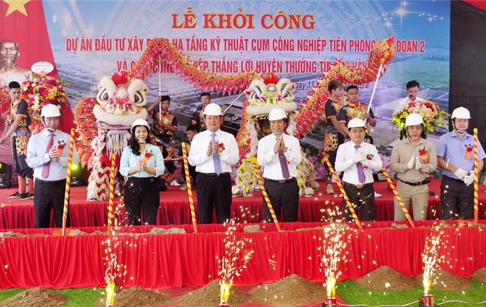 Lễ khởi công xây dựng hạ tầng kỹ thuật Cụm công nghiệp Thắng Lợi và Cụm công nghiệp Tiền Phong - giai đoạn 2