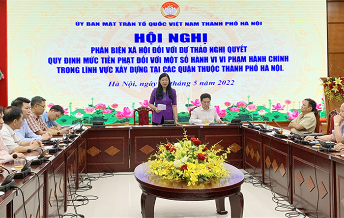 Hội nghị phản biện xã hội đối với Dự thảo Nghị quyết quy định mức tiền phạt đối với một số hành vi vi phạm hành chính trong lĩnh vực xây dựng tại các quận trên địa bàn Thành phố