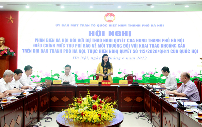 Hội nghị phản biện xã hội đối với dự thảo Nghị quyết của HĐND Thành phố điều chỉnh mức thu phí bảo vệ môi trường đối với khai thác khoáng sản