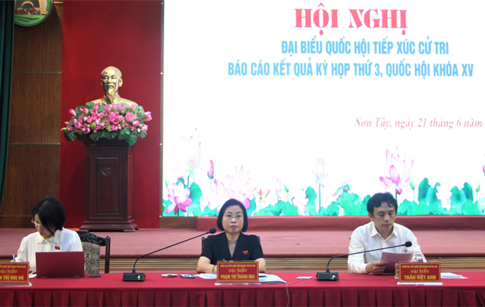 Đại biểu Quốc hội thành phố Hà Nội tiếp xúc cử tri thị xã Sơn Tây và huyện Ba Vì sau kỳ họp thứ ba, Quốc hội khoá XV