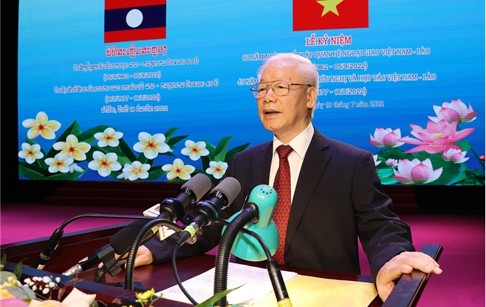Diễn văn của Tổng Bí thư tại Lễ kỷ niệm 60 năm Ngày thiết lập quan hệ ngoại giao Việt Nam - Lào