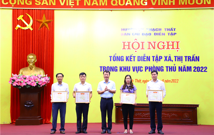 Huyện Thạch Thất  tổng kết diễn tập xã, thị trấn trong khu vực phòng thủ năm 2022