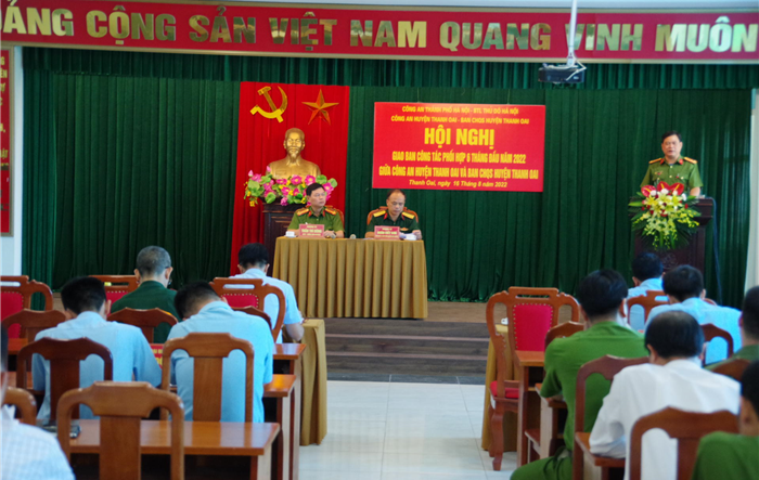 Hội nghị giao ban công tác phối hợp 6 tháng đầu năm 2022 giữa Công an huyện Thanh Oai và Ban Chỉ huy quân sự huyện