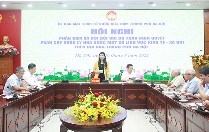 Hội nghị phản biện xã hội đối với dự thảo Nghị quyết phân cấp quản lý Nhà nước một số lĩnh vực kinh tế - xã hội trên địa bàn thành phố
