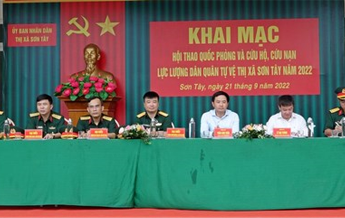 Khai mạc Hội thao quốc phòng lực lượng dân quân tự vệ thị xã Sơn Tây 