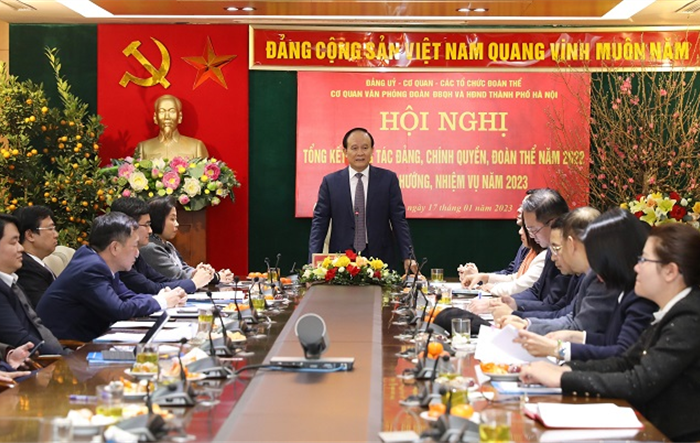 Đảng ủy, chính quyền, đoàn thể cơ quan Văn phòng Đoàn ĐBQH và HĐND thành phố triển khai nhiệm vụ năm 2023