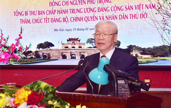 Phát biểu của đồng chí Tổng Bí thư Nguyễn Phú Trọng  về thăm, chúc Tết Đảng bộ, Chính quyền và Nhân dân Thủ đô Hà Nội nhân dịp Xuân Quý Mão