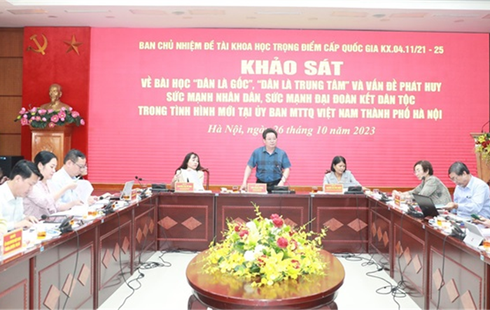 Khảo sát việc thực hiện bài học “dân là gốc”, “dân là trung tâm” tại Uỷ ban Mặt trận Tổ quốc thành phố