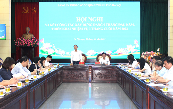 Đảng ủy Khối các cơ quan thành phố sơ kết công tác xây dựng Đảng 9 tháng đầu năm 2023