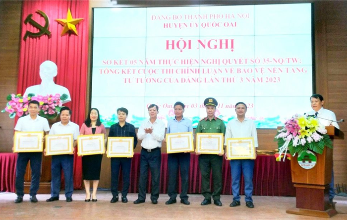 Huyện Quốc Oai tổng kết cuộc thi chính luận bảo vệ nền tảng tư tưởng của Đảng năm 2023