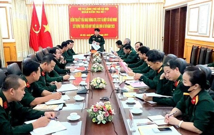 Kiểm tra kết quả hoạt động công tác Đảng, công tác chính trị tại Ban Chỉ huy Quân sự quận Thanh Xuân