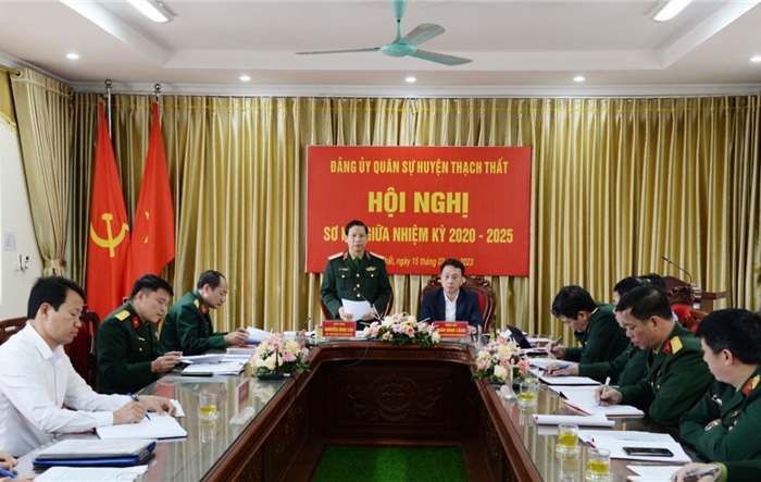 Đảng ủy Quân sự huyện Thạch Thất sơ kết giữa nhiệm kỳ 2020 - 2025