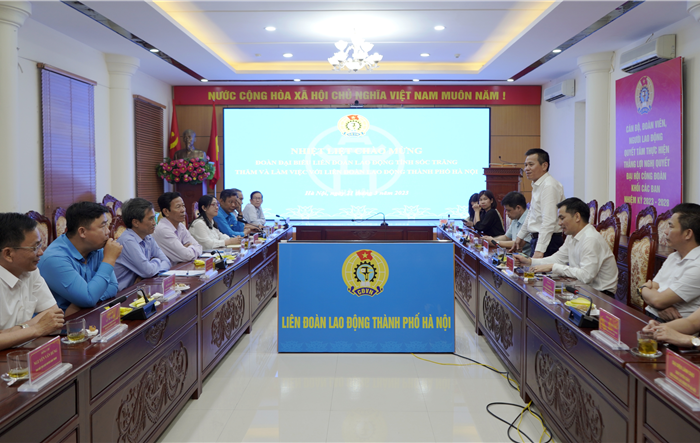 Liên đoàn Lao động thành phố Hà Nội làm việc với Liên đoàn Lao động tỉnh Sóc Trăng