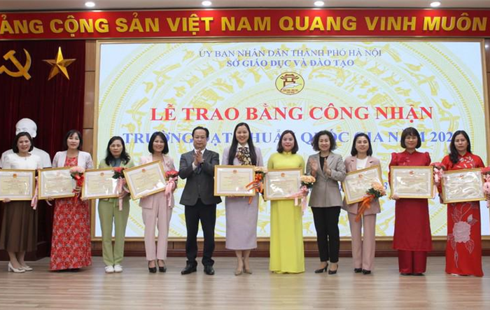 Sở Giáo dục và Đào tạo thành phố trao Bằng công nhận trường đạt chuẩn quốc gia năm 2022