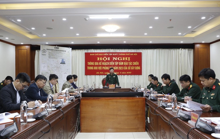 Hội nghị thông qua kế hoạch diễn tập đảm bảo tác chiến trong khu vực phòng thủ năm 2023 của Sở Xây dựng