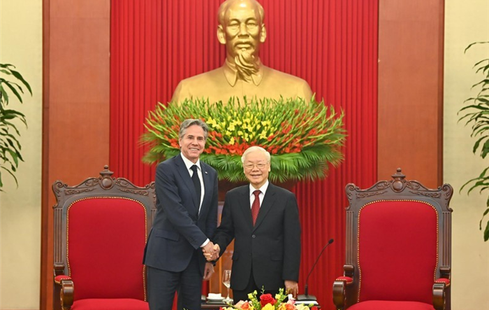 Tổng Bí thư Nguyễn Phú Trọng tiếp Bộ trưởng Ngoại giao Hoa Kỳ Antony Blinken