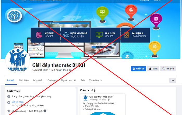 Bảo hiểm xã hội cảnh báo về việc tiếp tục xuất hiện FanPage giả mạo cơ quan BHXH Việt Nam để lừa đảo, chiếm đoạt tài sản của người dân
