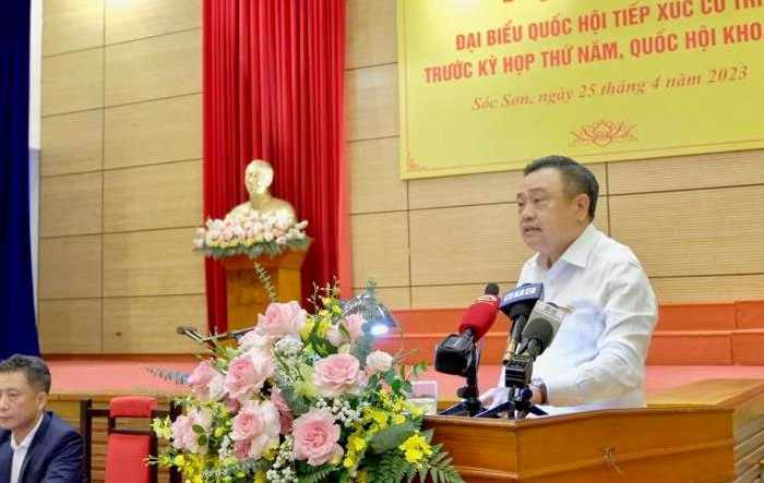Chủ tịch UBND thành phố Trần Sỹ Thanh tiếp xúc cử tri huyện Sóc Sơn trước kỳ họp thứ 5, Quốc hội khóa XV