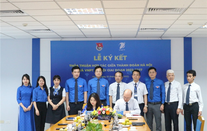 Thành đoàn Hà Nội và VNPT Hà Nội ký kết thỏa thuận hợp tác giữa 2 đơn vị giai đoạn 2023 - 2027