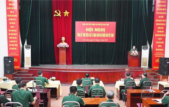 Ban Chỉ huy Quân sự huyện Gia Lâm tổng kết thực hiện Luật sĩ quan Quân đội nhân dân Việt Nam