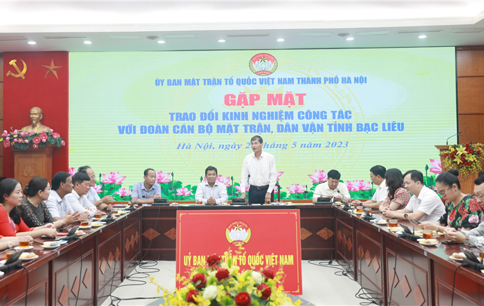 Uỷ ban Mặt trận Tổ quốc thành phố Hà Nội trao đổi kinh nghiệm công tác với Uỷ ban Mặt trận Tổ quốc tỉnh Bạc Liêu