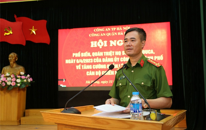 Công an quận Hà Đông quán triệt Nghị quyết về tăng cường quản lý cán bộ