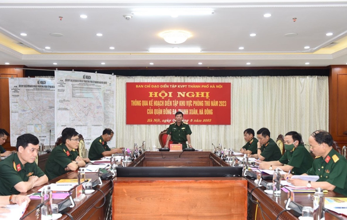 Hội nghị thông qua kế hoạch diễn tập khu vực phòng thủ năm 2023 của quận Đống Đa, Thanh Xuân, Hà Đông