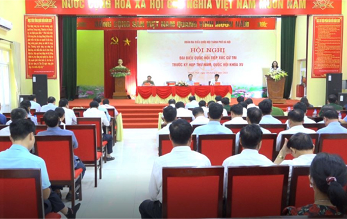 Đoàn đại biểu Quốc hội thành phố tiếp xúc với cử tri huyện Thạch Thất trước kỳ họp thứ 5, Quốc hội khóa XV