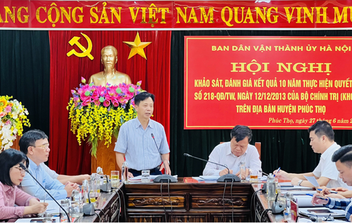 Hoàn thành khảo sát kết quả 10 năm thực hiện Quyết định số 218-QĐ/TW của Bộ Chính trị tại 5 quận, huyện thuộc thành phố