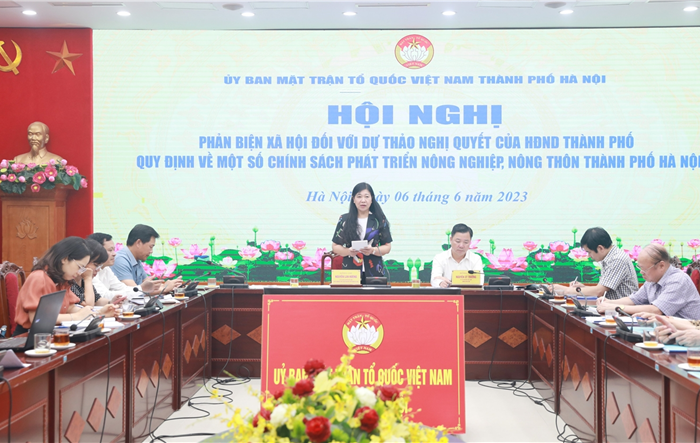 Hội nghị phản biện xã hội đối với dự thảo Nghị quyết của HĐND thành phố quy định về một số chính sách phát triển nông nghiệp, nông thôn