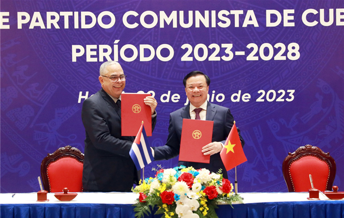 Thành ủy Hà Nội và Thành ủy La Habana (Cuba) ký kết Thỏa thuận hợp tác giai đoạn 2023 - 2028