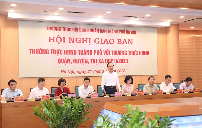  Hội nghị giao ban Thường trực HĐND thành phố với Thường trực HĐND quận, huyện, thị xã quý II-2023 