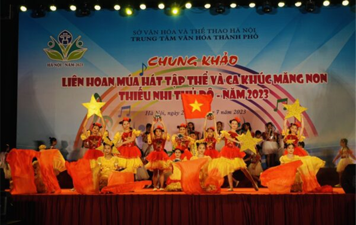 Tưng bừng khai mạc chung khảo Liên hoan Múa hát tập thể và Ca khúc măng non thiếu nhi Thủ đô năm 2023