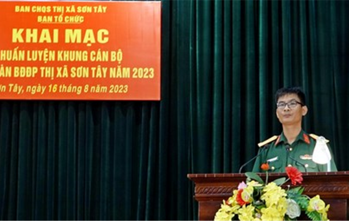 Thị xã Sơn Tây khai mạc huấn luyện cán bộ dự bị tiểu đoàn bộ đội 2023