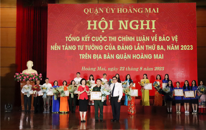 Quận Hoàng Mai tổng kết Cuộc thi chính luận bảo vệ nền tảng tư tưởng của Đảng lần thứ ba, năm 2023