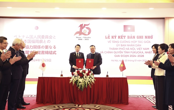 Thành phố Hà Nội và tỉnh Fukuoka (Nhật Bản) ký hợp tác giai đoạn 2024 - 2028