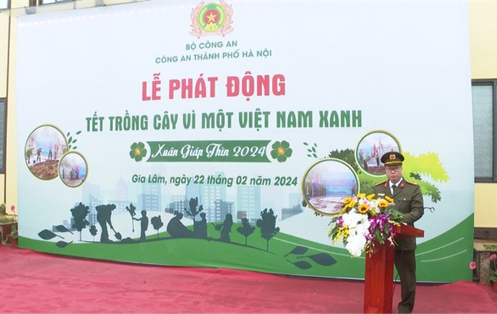 Công an thành phố phát động "Tết trồng cây vì một Việt Nam xanh" tại huyện Gia Lâm