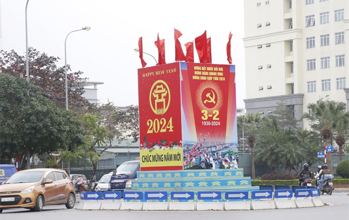 Quận Hà Đông rực rỡ cờ, hoa đón xuân Giáp Thìn năm 2024
