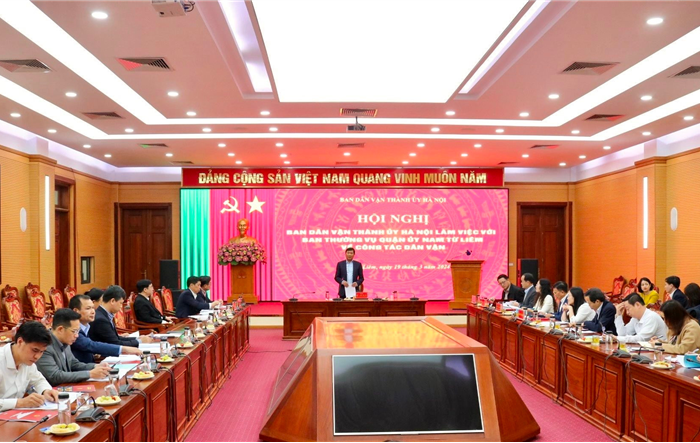 Ban Dân vận Thành ủy làm việc với Ban Thường vụ Quận ủy Nam Từ Liêm về công tác dân vận