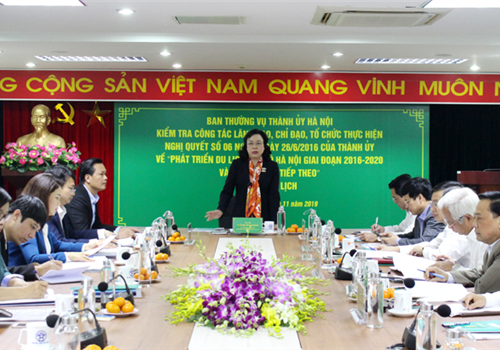 Chiều 21-11, đoàn kiểm tra của Ban Thường vụ Thành ủy, do đồng chí Ngô Thị Thanh Hằng, Ủy viên Trung ương Đảng, Phó Bí thư Thường trực Thành ủy làm trưởng đoàn, đã làm việc với Đảng ủy Sở Du lịch Hà Nội, kiểm tra kết quả công tác lãnh đạo, chỉ đạo, tổ chức thực hiện Nghị quyết 06-NQ/TU ngày 26-6-2016 của Ban Thường vụ Thành ủy về “Phát triển du lịch Thủ đô Hà Nội giai đoạn 2016-2020 và những năm tiếp theo”.