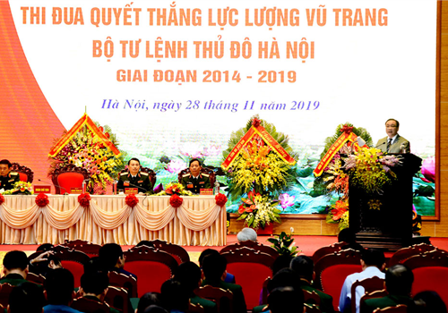 Sáng nay, Bộ Tư lệnh Thủ đô trang trọng tổ chức Đại hội thi đua quyết thắng lực lượng vũ trang giai đoạn 2014-2019. Đồng chí Hoàng Trung Hải, Ủy viên Bộ Chính trị, Bí thư Thành ủy, Bí thư Đảng ủy Bộ Tư lệnh Thủ đô; Trung tướng Ngô Minh Tiến, Phó Tổng tham mưu trưởng Quân đội nhân dân Việt Nam tham dự và chỉ đạo Đại hội. 
